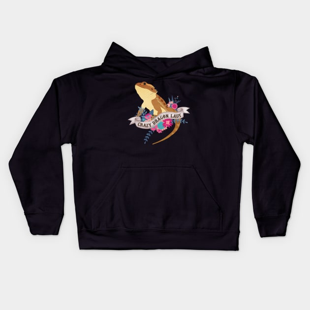 Crazy Dragon Lady Kids Hoodie by Psitta